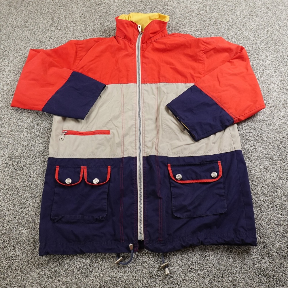 VTG Avon Jacket Womens L Colorblock Nautical Windbreaker Zip Coat 80s 90s Retro